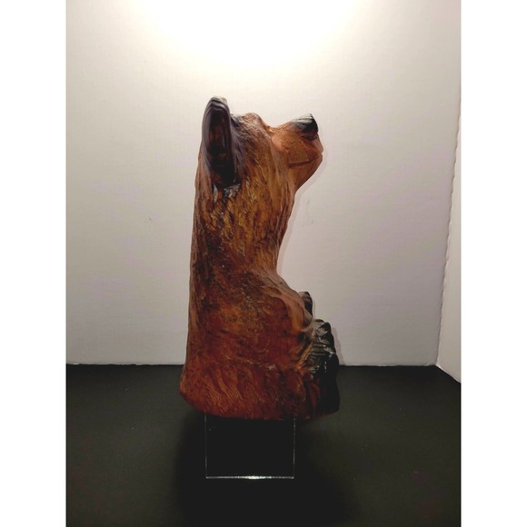 Vintage Hand Carved Bear Solid Wood Marble Eyes Medium 12" Monterey CA Wharf - Picture 7 of 16